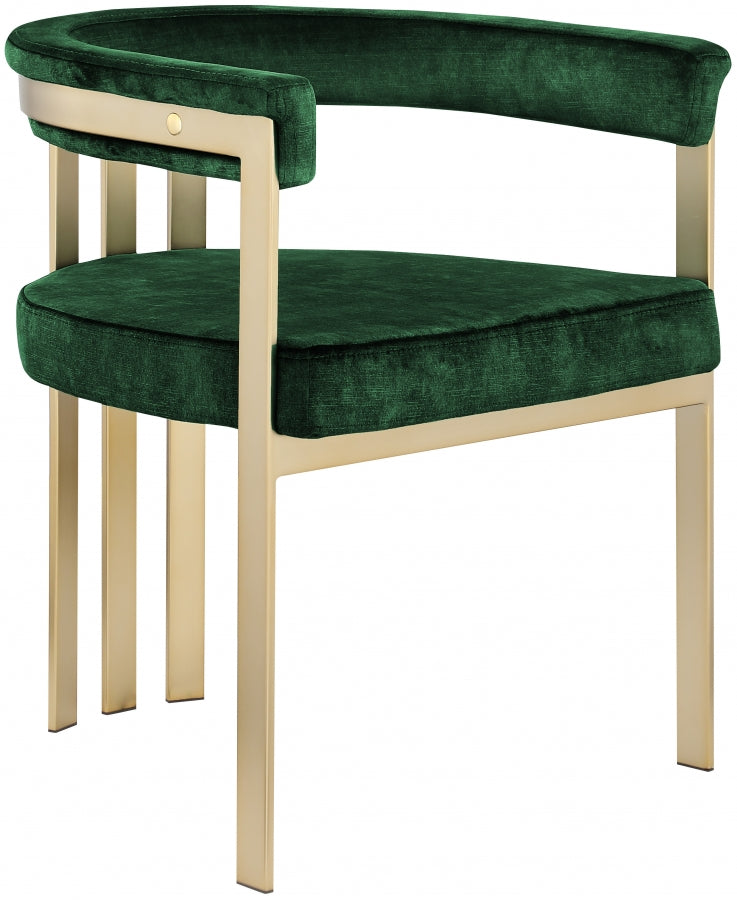 Marcello Velvet Upholstered Dining Chair in Green, Set of 2 - 595Green-C
