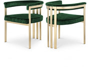 Marcello Velvet Upholstered Dining Chair in Green, Set of 2 - 595Green-C