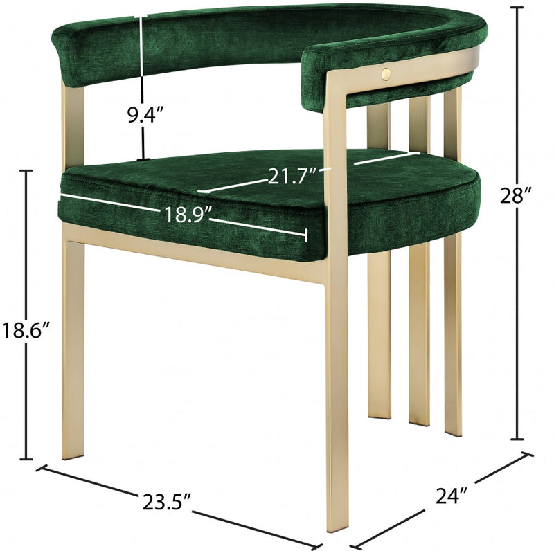 Marcello Velvet Upholstered Dining Chair in Green, Set of 2 - 595Green-C
