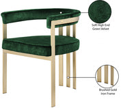 Marcello Velvet Upholstered Dining Chair in Green, Set of 2 - 595Green-C