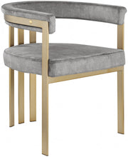 Marcello Velvet Upholstered Dining Chair in Grey, Set of 2 - 595Grey-C