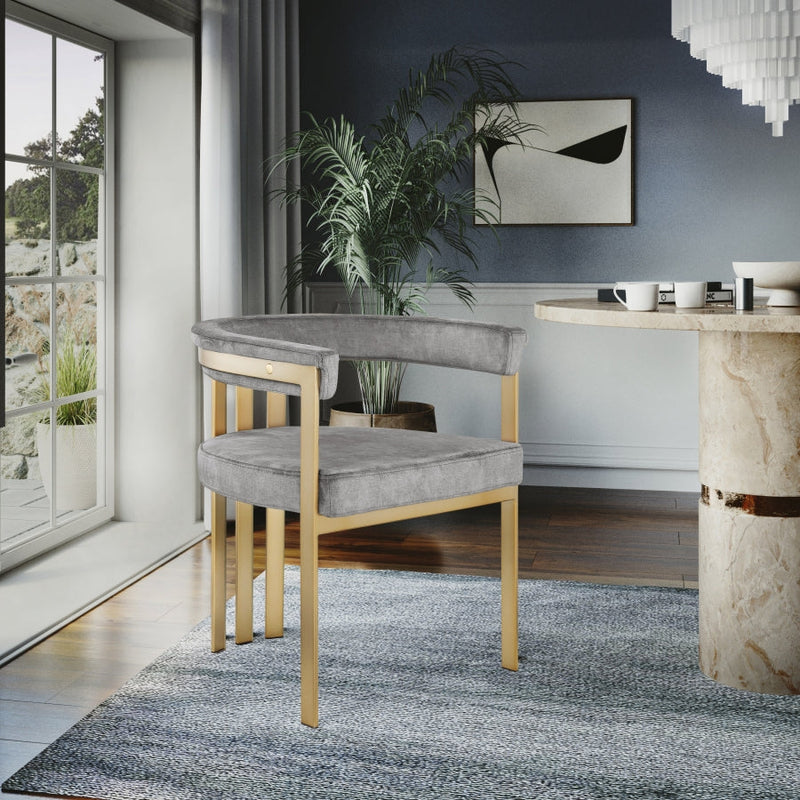 Marcello Velvet Upholstered Dining Chair in Grey, Set of 2 - 595Grey-C