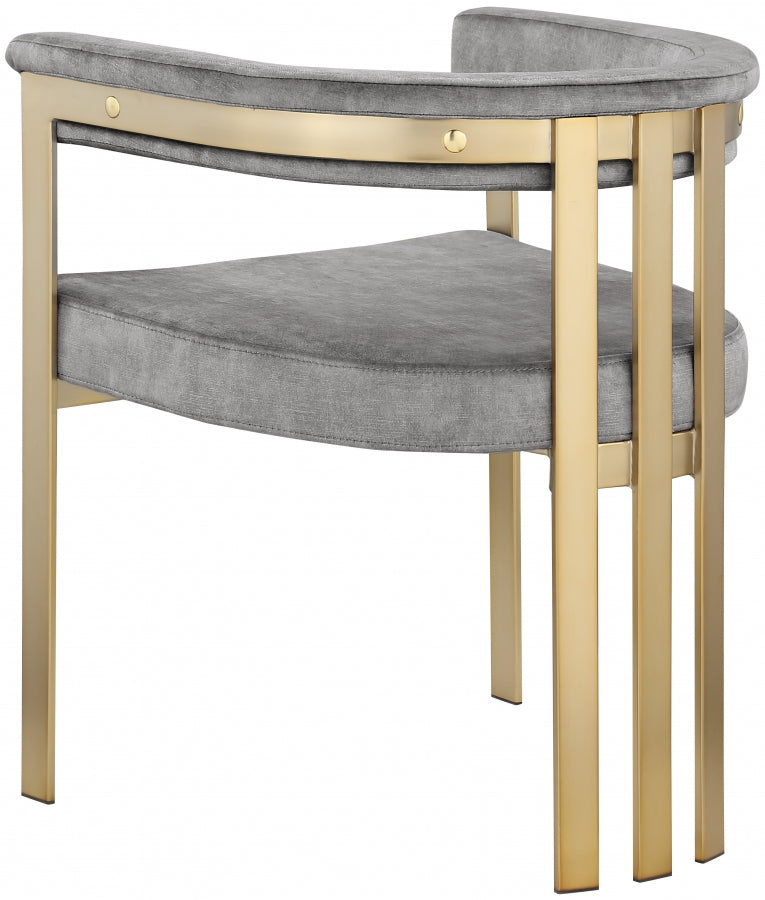 Marcello Velvet Upholstered Dining Chair in Grey, Set of 2 - 595Grey-C