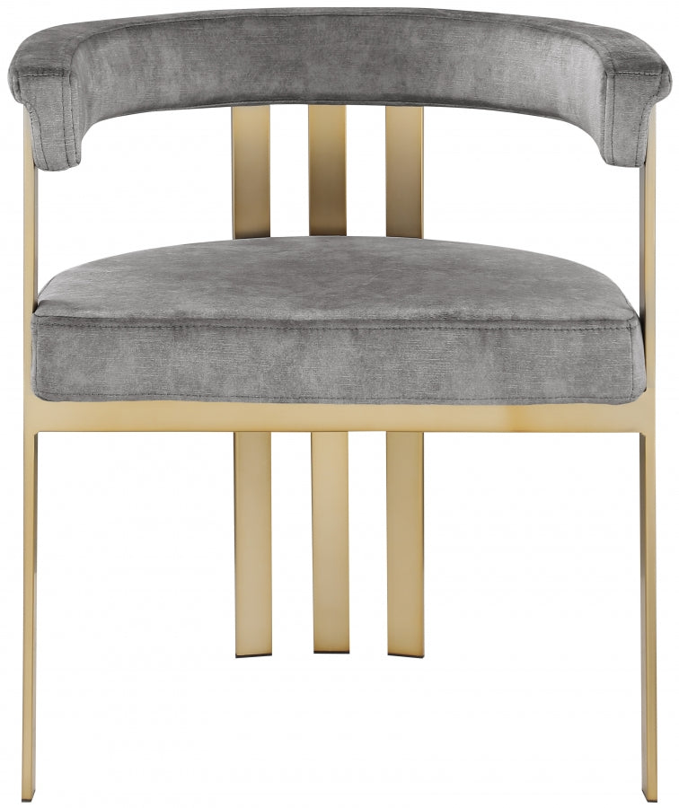 Marcello Velvet Upholstered Dining Chair in Grey, Set of 2 - 595Grey-C