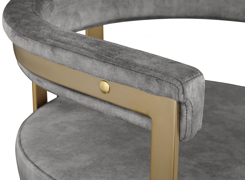 Marcello Velvet Upholstered Dining Chair in Grey, Set of 2 - 595Grey-C