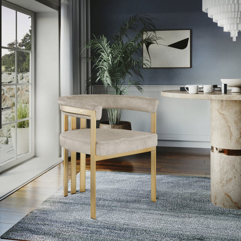 Marcello Velvet Upholstered Dining Chair in Stone, Set of 2 - 595Stone-C