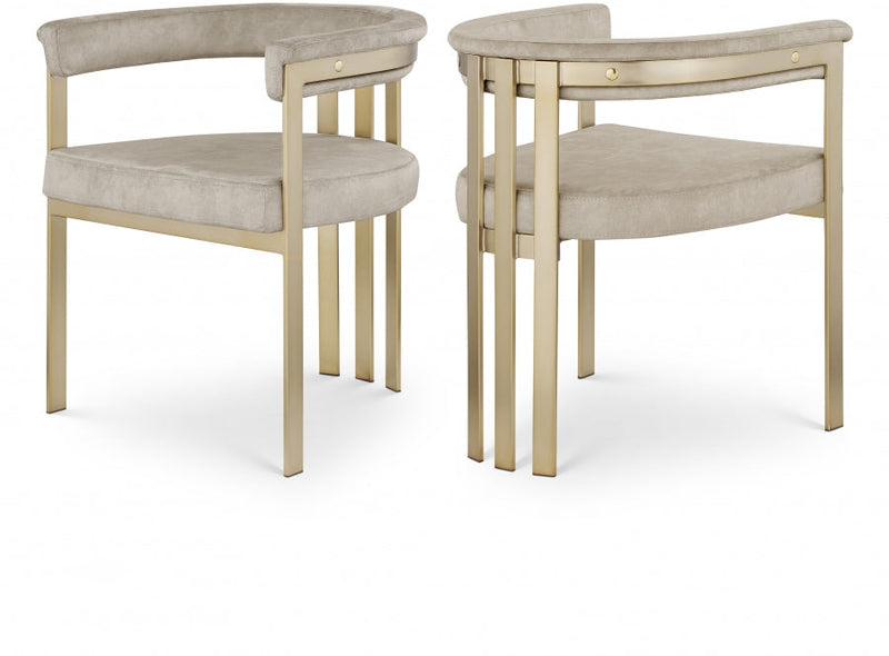 Marcello Velvet Upholstered Dining Chair in Stone, Set of 2 - 595Stone-C