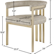 Marcello Velvet Upholstered Dining Chair in Stone, Set of 2 - 595Stone-C