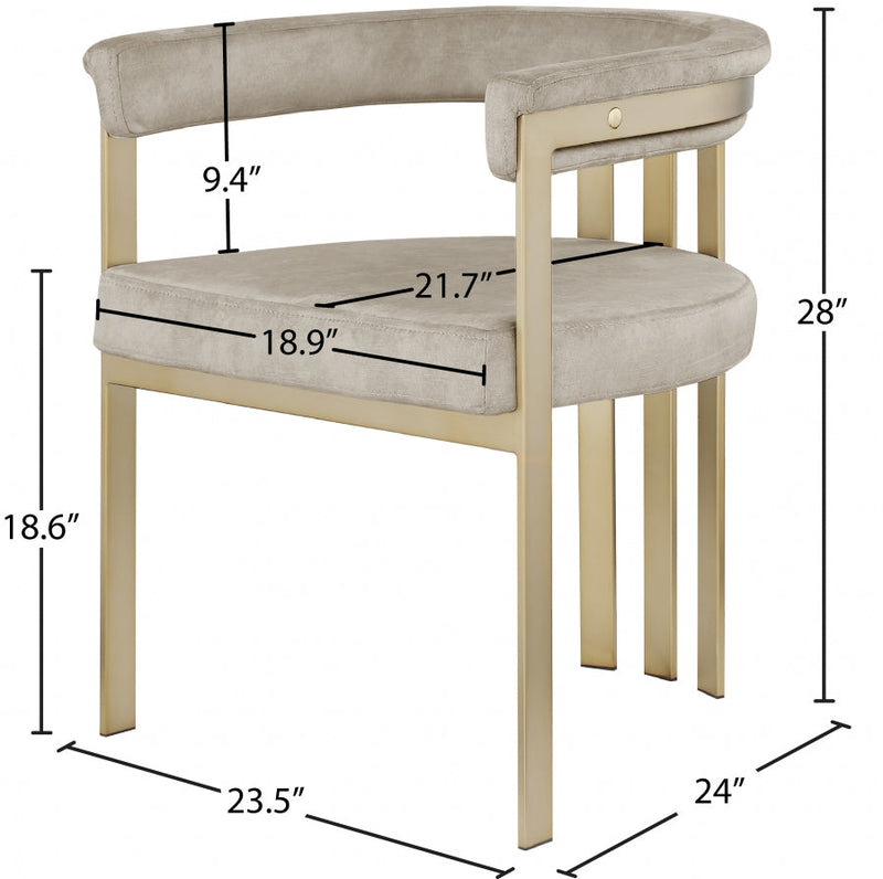 Marcello Velvet Upholstered Dining Chair in Stone, Set of 2 - 595Stone-C