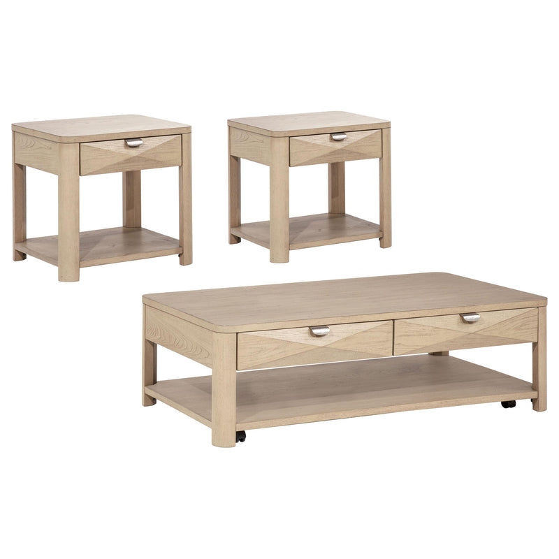 Marcelo 3-piece Coffee Table Set with Storage Light Elm - 736058-S3