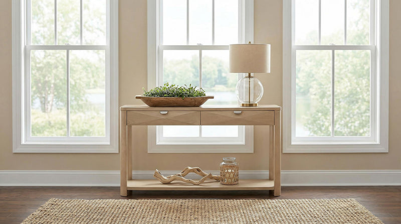 Marcelo Sofa Console Table with 2 Drawers and Shelf Light Elm - 736059