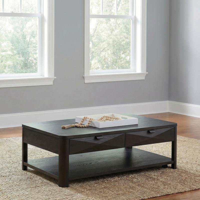 Marcelo Wood Coffee Table with 2 Drawers and Shelf Coffee - 736068