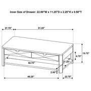 Marcelo Wood Coffee Table with 2 Drawers and Shelf Light Elm - 736058