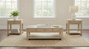 Marcelo Wood Coffee Table with 2 Drawers and Shelf Light Elm - 736058