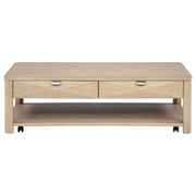 Marcelo Wood Coffee Table with 2 Drawers and Shelf Light Elm - 736058