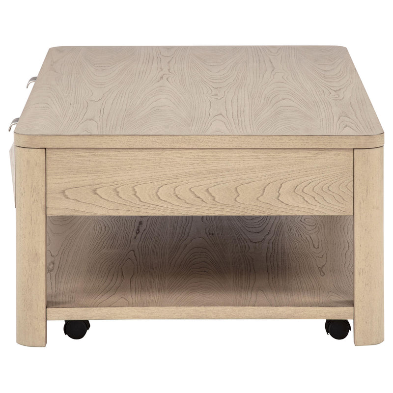 Marcelo Wood Coffee Table with 2 Drawers and Shelf Light Elm - 736058
