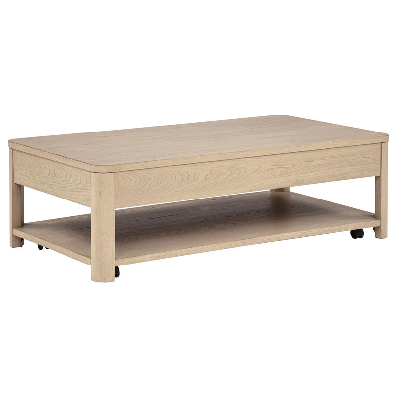 Marcelo Wood Coffee Table with 2 Drawers and Shelf Light Elm - 736058