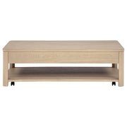 Marcelo Wood Coffee Table with 2 Drawers and Shelf Light Elm - 736058