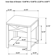 Marcelo Wood End Table with Drawer and Shelf Coffee - 736067