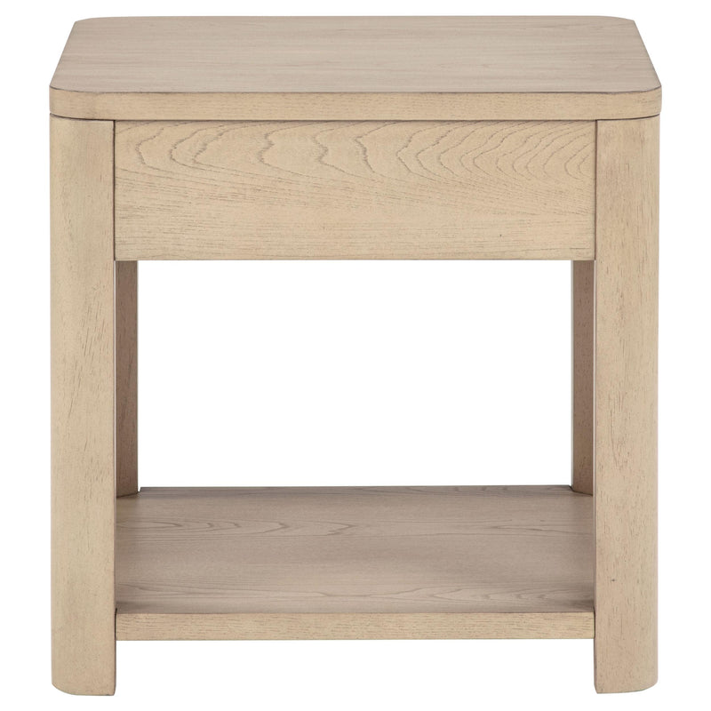 Marcelo Wood End Table with Drawer and Shelf Light Elm - 736057