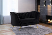 Margo 65" Velvet Upholstered Loveseat in Black - 622Black-L