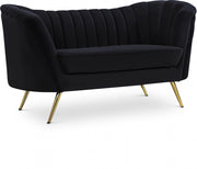 Margo 65" Velvet Upholstered Loveseat in Black - 622Black-L