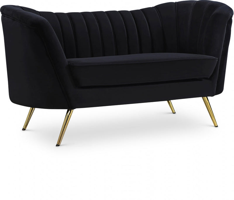 Margo 65" Velvet Upholstered Loveseat in Black - 622Black-L