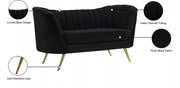 Margo 65" Velvet Upholstered Loveseat in Black - 622Black-L