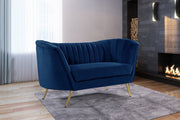 Margo 65" Velvet Upholstered Loveseat in Blue - 622Navy-L