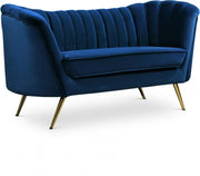 Margo 65" Velvet Upholstered Loveseat in Blue - 622Navy-L