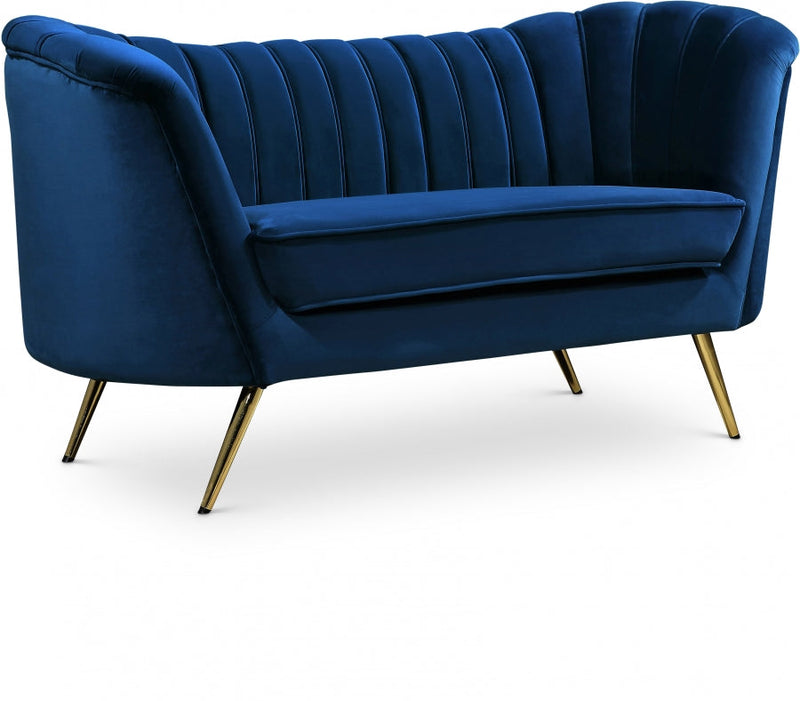 Margo 65" Velvet Upholstered Loveseat in Blue - 622Navy-L