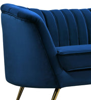 Margo 65" Velvet Upholstered Loveseat in Blue - 622Navy-L