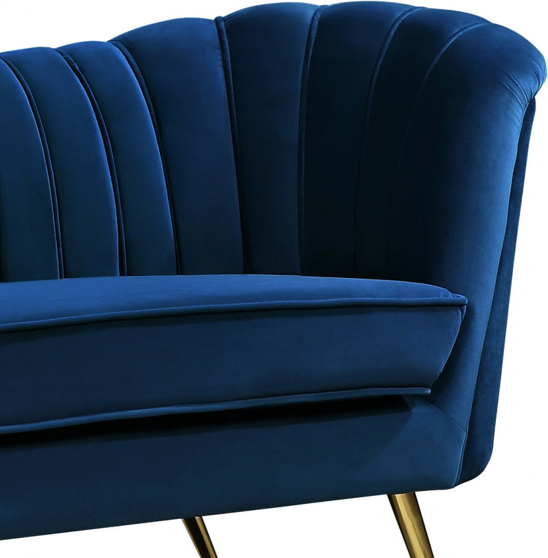 Margo 65" Velvet Upholstered Loveseat in Blue - 622Navy-L