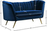 Margo 65" Velvet Upholstered Loveseat in Blue - 622Navy-L