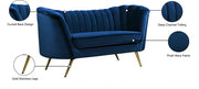 Margo 65" Velvet Upholstered Loveseat in Blue - 622Navy-L