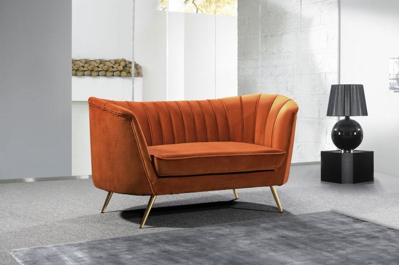 Margo 65" Velvet Upholstered Loveseat in Cognac - 622Cognac-L