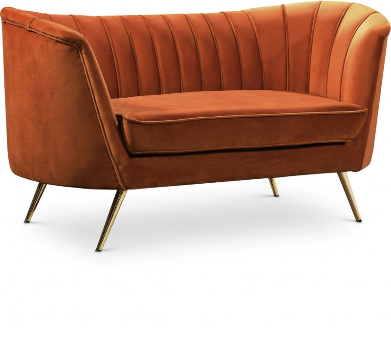 Margo 65" Velvet Upholstered Loveseat in Cognac - 622Cognac-L