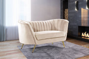Margo 65" Velvet Upholstered Loveseat in Cream - 622Cream-L