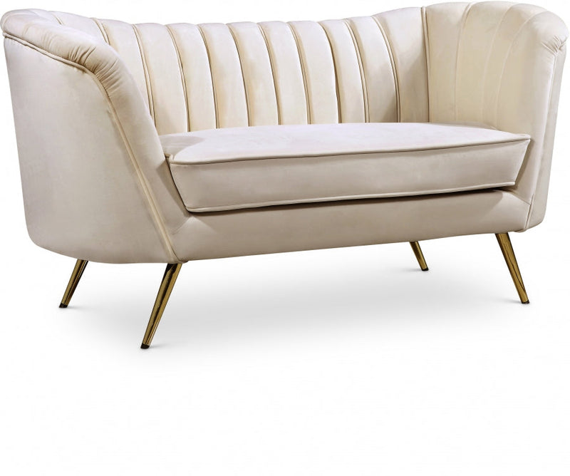 Margo 65" Velvet Upholstered Loveseat in Cream - 622Cream-L