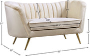 Margo 65" Velvet Upholstered Loveseat in Cream - 622Cream-L