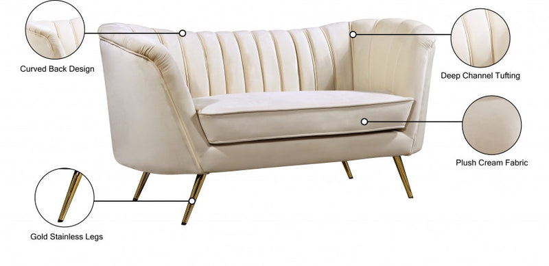 Margo 65" Velvet Upholstered Loveseat in Cream - 622Cream-L