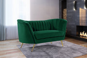 Margo 65" Velvet Upholstered Loveseat in Green - 622Green-L