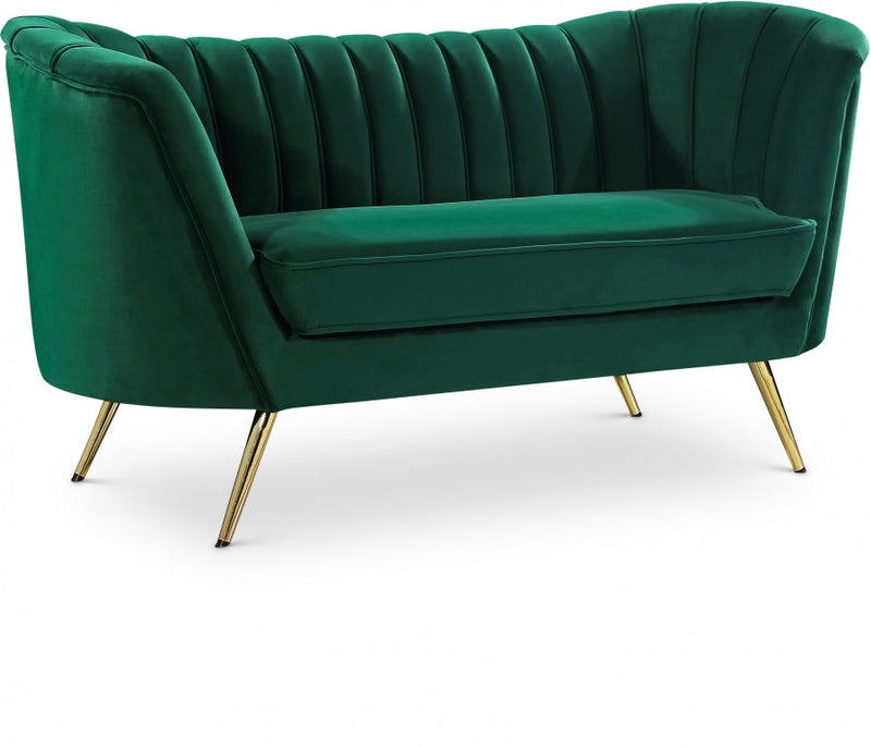 Margo 65" Velvet Upholstered Loveseat in Green - 622Green-L