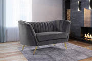 Margo 65" Velvet Upholstered Loveseat in Grey - 622Grey-L
