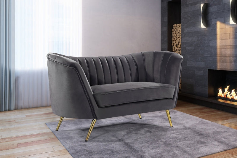Margo 65" Velvet Upholstered Loveseat in Grey - 622Grey-L
