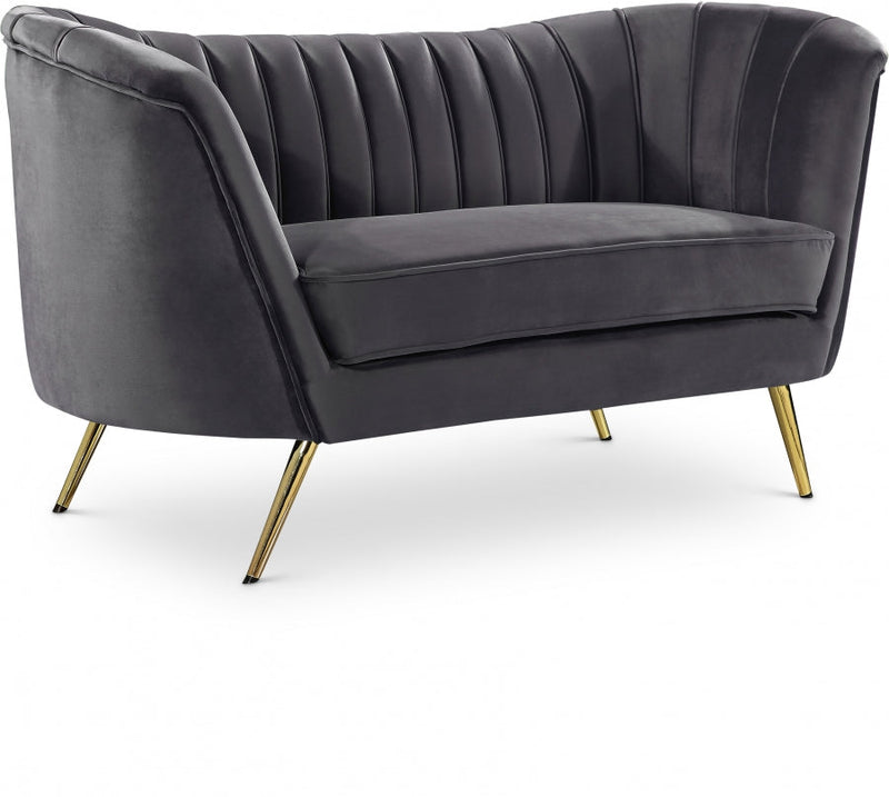 Margo 65" Velvet Upholstered Loveseat in Grey - 622Grey-L