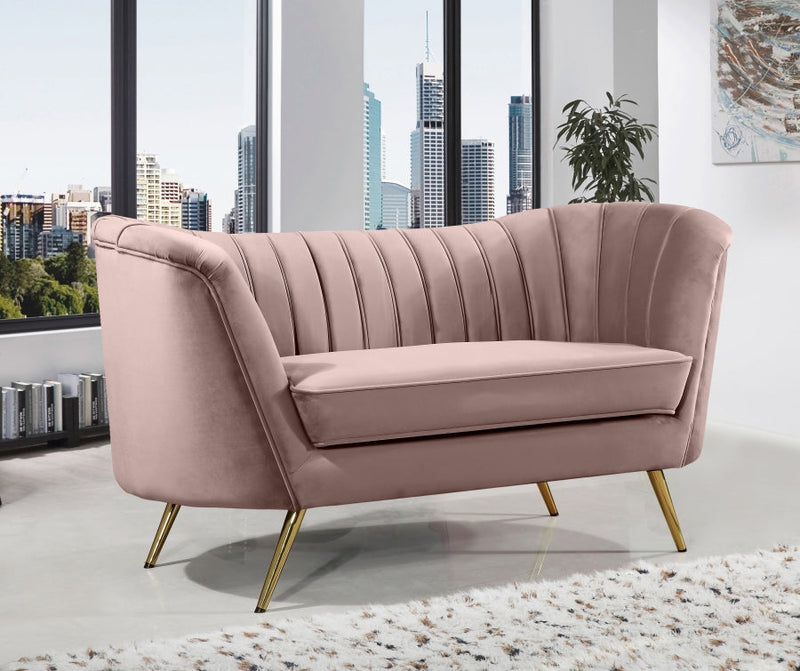 Margo 65" Velvet Upholstered Loveseat in Pink - 622Pink-L