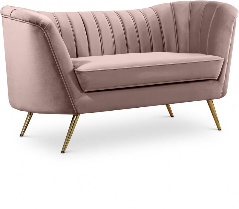 Margo 65" Velvet Upholstered Loveseat in Pink - 622Pink-L