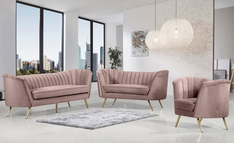 Margo 65" Velvet Upholstered Loveseat in Pink - 622Pink-L