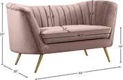 Margo 65" Velvet Upholstered Loveseat in Pink - 622Pink-L